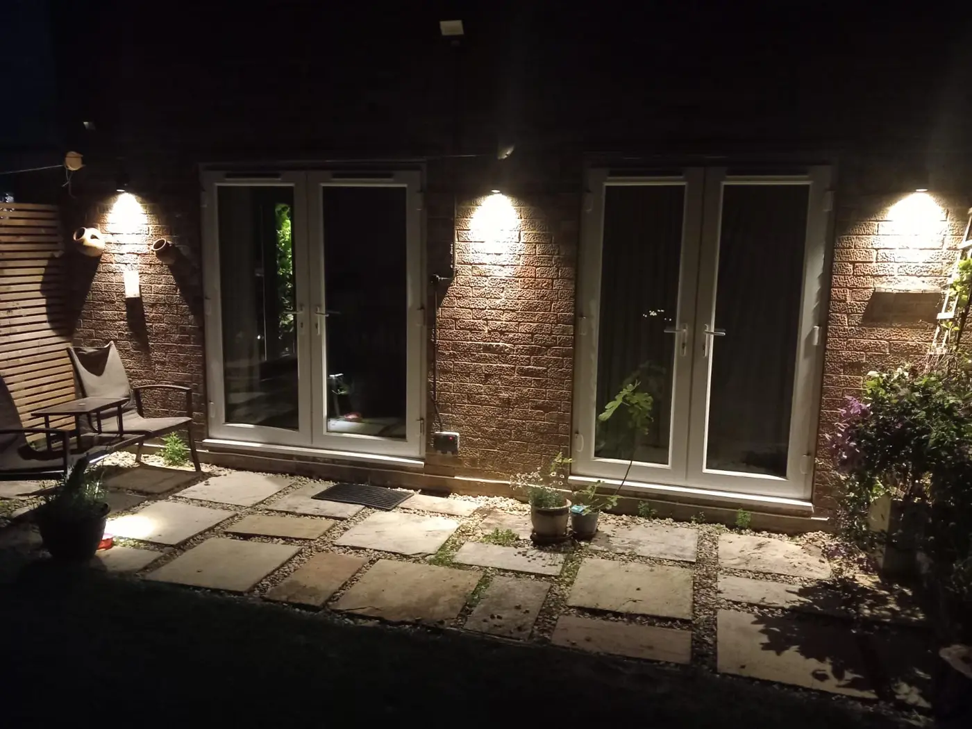 Outside of a house at night